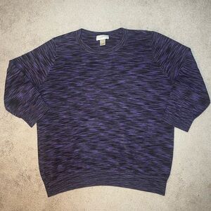 Ann Taylor LOFT Petites 3/4 Sleeve Sweater Size LP Purple Black Merle